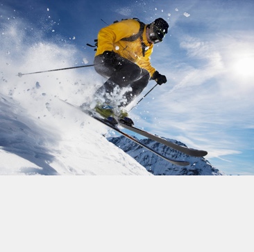 Man skiing downhill