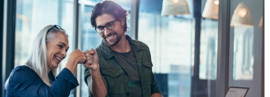 smiling man and woman